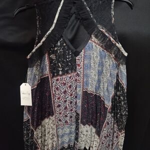 Women's Black and Blue Patterned Dress